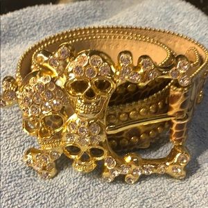 COPY - BB SIMON Skull Bling rhinestone belt